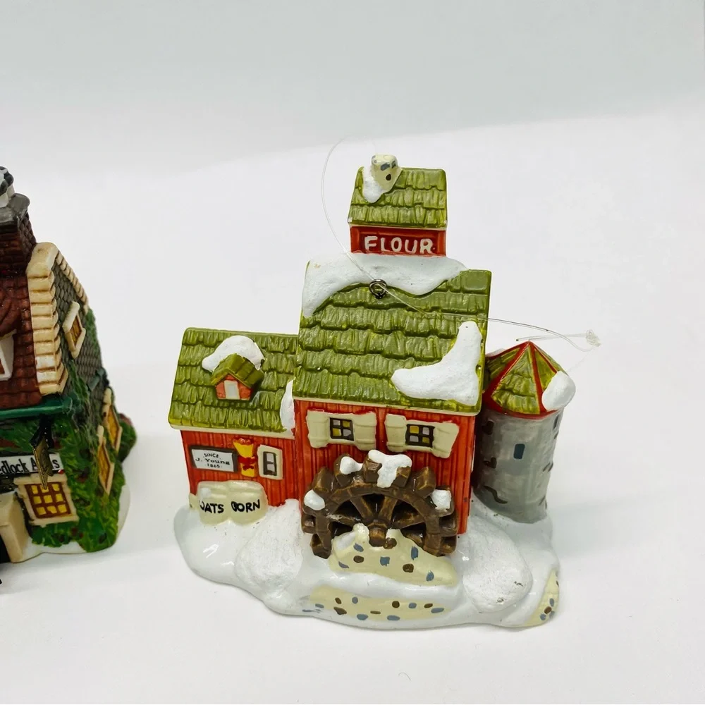 Department 56 Christmas Village Lot of 3 Ornament Dedlock Arms Santa Tower Barn